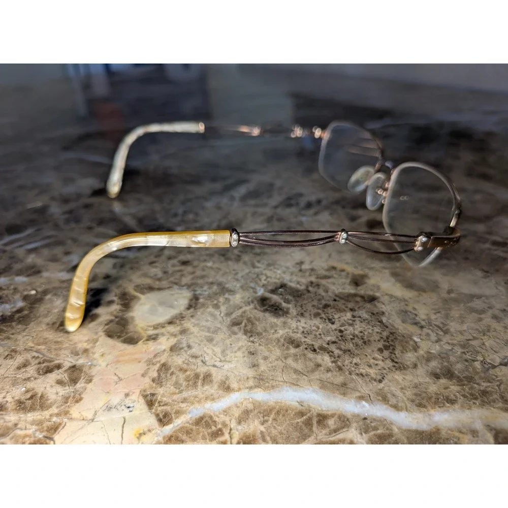 Safilo Eyeglasses Emozioni 4351 0FEG Brown Crystals Half Rim Italy 53 16 135
